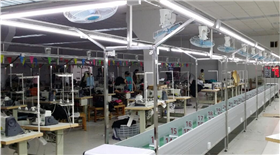 Customers book 7 FZXW-3 garment intelligent production lines, top configuration lamp holder / busway