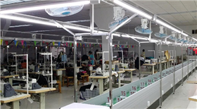 Custom-made FZFW-3 smart clothing production line with busway/socket/light stand/fan